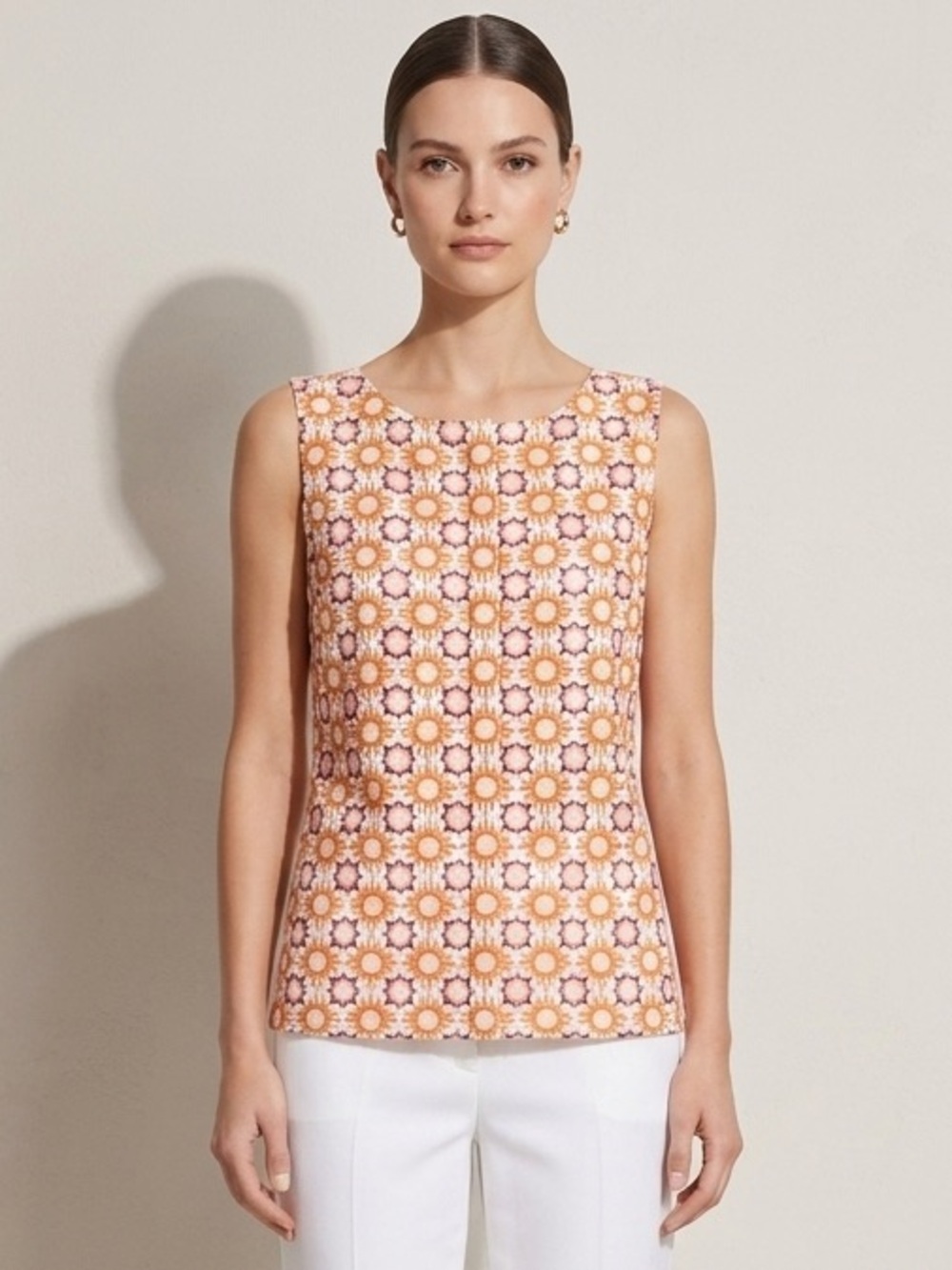 PRADA Embroidered Sunny Tank 46/6 Orange/Purple EUC